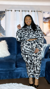"Talk That Talk" 2 Piece Black/White Jogging Suit (Mask Included)